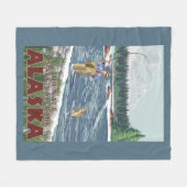 はえの漁師- Denaliの国立公園、アラスカ フリースブランケット (正面(横))