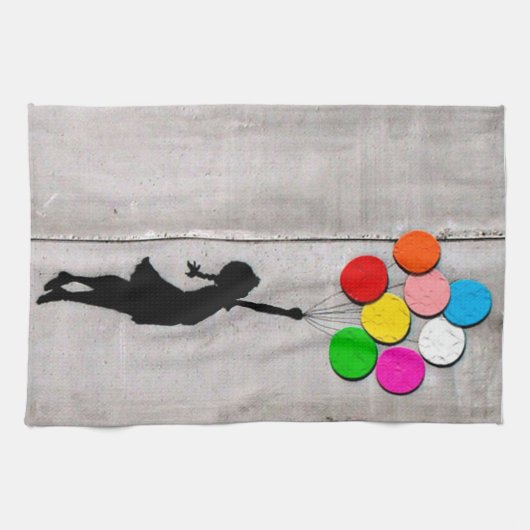 はえの遠くにな小さな女の子の落書きの芸術の皿タオル キッチンタオル (横)