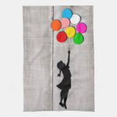 はえの遠くにな小さな女の子の落書きの芸術の皿タオル キッチンタオル (縦)