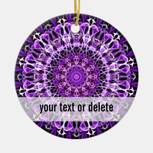 はえの遠くにな紫色の万華鏡のように千変万化するパターン セラミックオーナメント (正面)