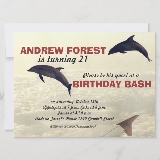 はえの高いパーティーの誕生日の招待状 招待状 (裏面)