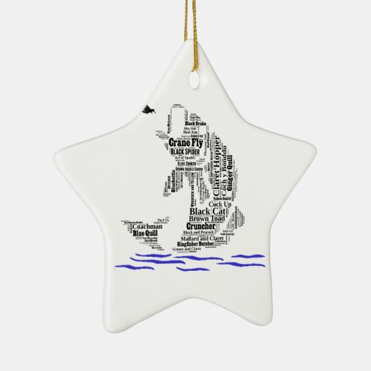 はえの魚釣りのカスタムなギフト及びノベルティ セラミックオーナメント (右)