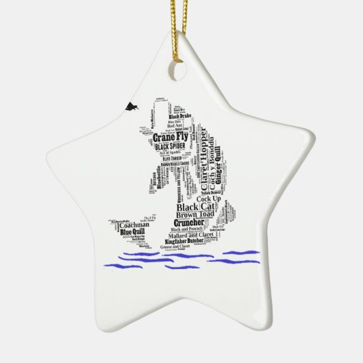 はえの魚釣りのカスタムなギフト及びノベルティ セラミックオーナメント (左)