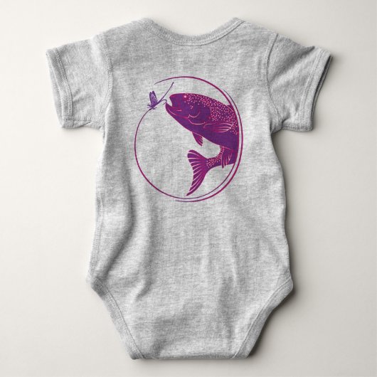はえの魚釣りのベビーのロンパース ベビーボディスーツ (裏面)