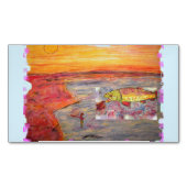 はえの魚釣りの日没 マグネット名刺 (正面)