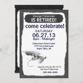 はえの魚釣りの退職のお祝い 招待状 (正面/裏面)