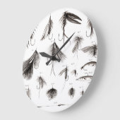 はえの魚釣りの魅惑のはえを曲げるヴィンテージの19世紀は魅惑します ラージ壁時計 (傾斜)