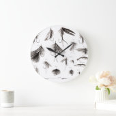 はえの魚釣りの魅惑のはえを曲げるヴィンテージの19世紀は魅惑します ラージ壁時計 (ホーム)