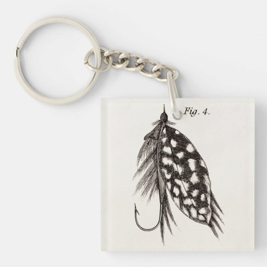 はえの魚釣りの魅惑を曲げるヴィンテージの19世紀はホックを魅惑します キーホルダー (正面)