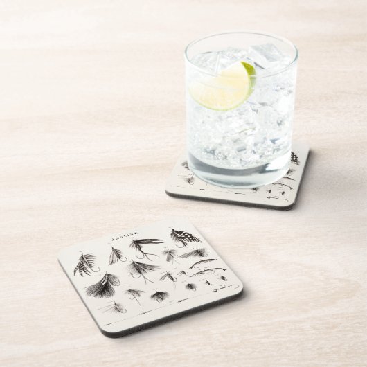 はえの魚釣りの魅惑を曲げるヴィンテージの19世紀はホックを魅惑します コースター (右側)