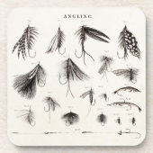 はえの魚釣りの魅惑を曲げるヴィンテージの19世紀はホックを魅惑します コースター (正面)