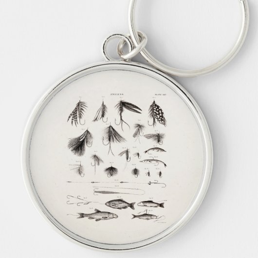 はえの魚釣りを曲げるヴィンテージの19世紀は古いホックを飛ばします キーホルダー (正面)