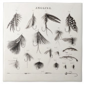 はえの魚釣りを曲げるヴィンテージの19世紀は古いホックを飛ばします タイル (正面)