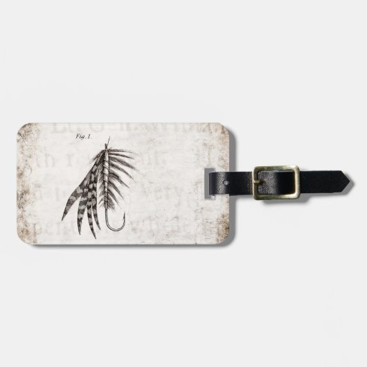 はえの魚釣りを曲げるヴィンテージの19世紀は古いホックを飛ばします ラゲッジタグ (正面横)