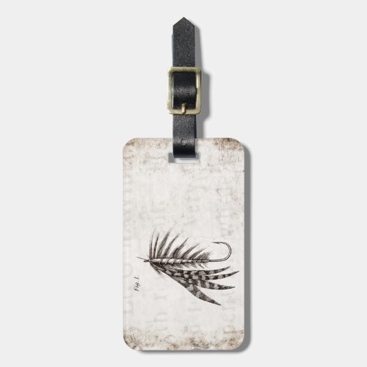 はえの魚釣りを曲げるヴィンテージの19世紀は古いホックを飛ばします ラゲッジタグ (正面縦)