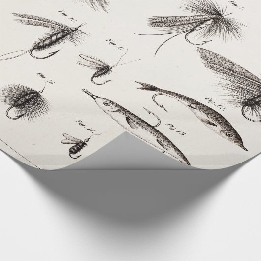 はえの魚釣りを曲げるヴィンテージの19世紀は古いホックを飛ばします ラッピングペーパー (角)