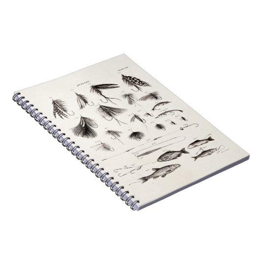 はえの魚釣りを曲げるヴィンテージの19世紀は魅惑の魅惑を飛ばします ノートブック (右側)