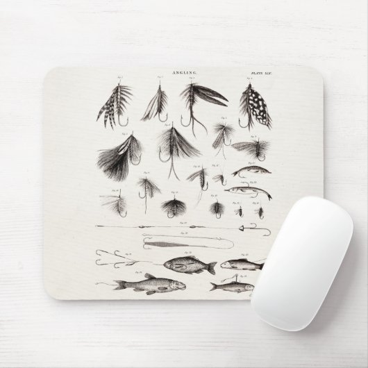 はえの魚釣りを曲げるヴィンテージの19世紀は魅惑の魅惑を飛ばします マウスパッド (マウス)