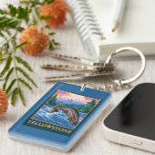 はえの魚釣り場面-イエローストーン国立公園 キーホルダー (正面右)