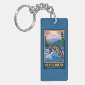 はえの魚釣り場面-サンディの川、オレゴン キーホルダー (正面左)
