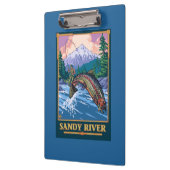 はえの魚釣り場面-サンディの川、オレゴン クリップボード (左)