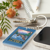 はえの魚釣り場面-ドーソン、アラスカ キーホルダー (正面右)