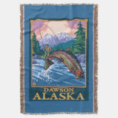 はえの魚釣り場面-ドーソン、アラスカ スローブランケット (正面縦)