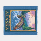 はえの魚釣り場面-ドーソン、アラスカ フリースブランケット (正面(横))