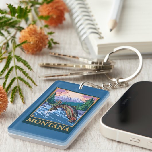 はえの魚釣り場面-モンタナ キーホルダー (正面右)