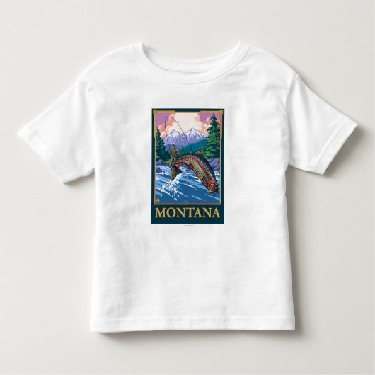 はえの魚釣り場面-モンタナ トドラーTシャツ (正面)