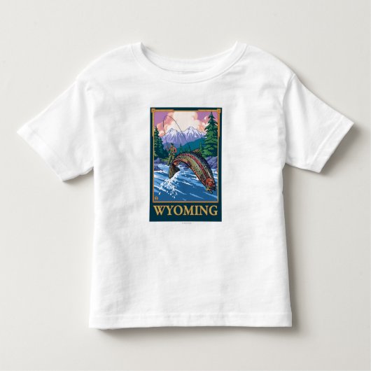 はえの魚釣り場面-ワイオミング トドラーTシャツ (正面)