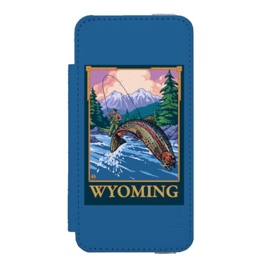 はえの魚釣り場面-ワイオミング INCIPIO iPhoneウォレットケース (フォリオ 正面)