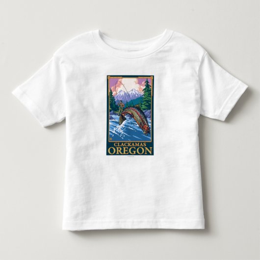 はえの魚釣り場面- Clackamas、オレゴン トドラーTシャツ (正面)