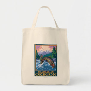 はえの魚釣り場面- Clackamas、オレゴン トートバッグ