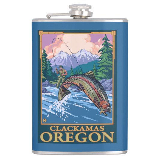 はえの魚釣り場面- Clackamas、オレゴン フラスク (正面)