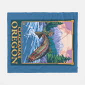 はえの魚釣り場面- Clackamas、オレゴン フリースブランケット (正面(横))