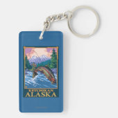 はえの魚釣り場面- Ketchikan、アラスカ キーホルダー (裏面)
