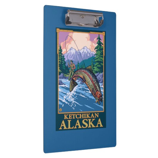 はえの魚釣り場面- Ketchikan、アラスカ クリップボード (右)