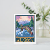 はえの魚釣り場面- Ketchikan、アラスカ ポストカード (スタンド正面)