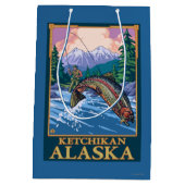 はえの魚釣り場面- Ketchikan、アラスカ ミディアムペーパーバッグ (裏面)