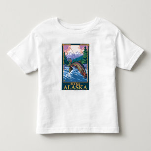 はえの魚釣り場面- Sitka、アラスカ トドラーTシャツ