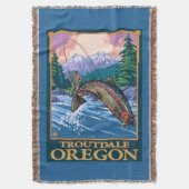 はえの魚釣り場面- Troutdale、オレゴン スローブランケット (正面縦)