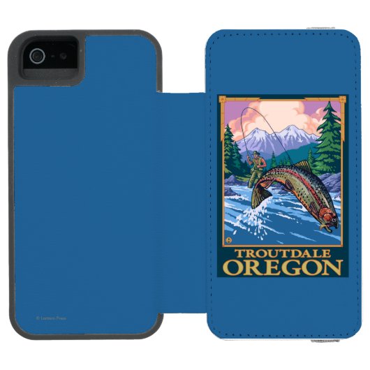 はえの魚釣り場面- Troutdale、オレゴン Incipio iPhoneウォレットケース (フォリオオープン)