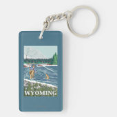 はえのFishermanWyomingVintage旅行ポスター キーホルダー (裏面)