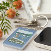 はえのFishermanWyomingVintage旅行ポスター キーホルダー (正面右)