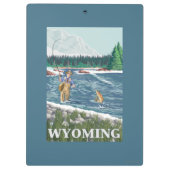 はえのFishermanWyomingVintage旅行ポスター クリップボード (裏面)