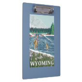 はえのFishermanWyomingVintage旅行ポスター クリップボード (右)