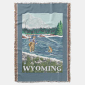 はえのFishermanWyomingVintage旅行ポスター スローブランケット (正面縦)