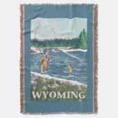 はえのFishermanWyomingVintage旅行ポスター スローブランケット (正面縦)