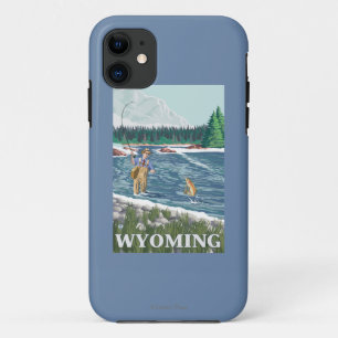 はえのFishermanWyomingVintage旅行ポスター iPhone 11 ケース